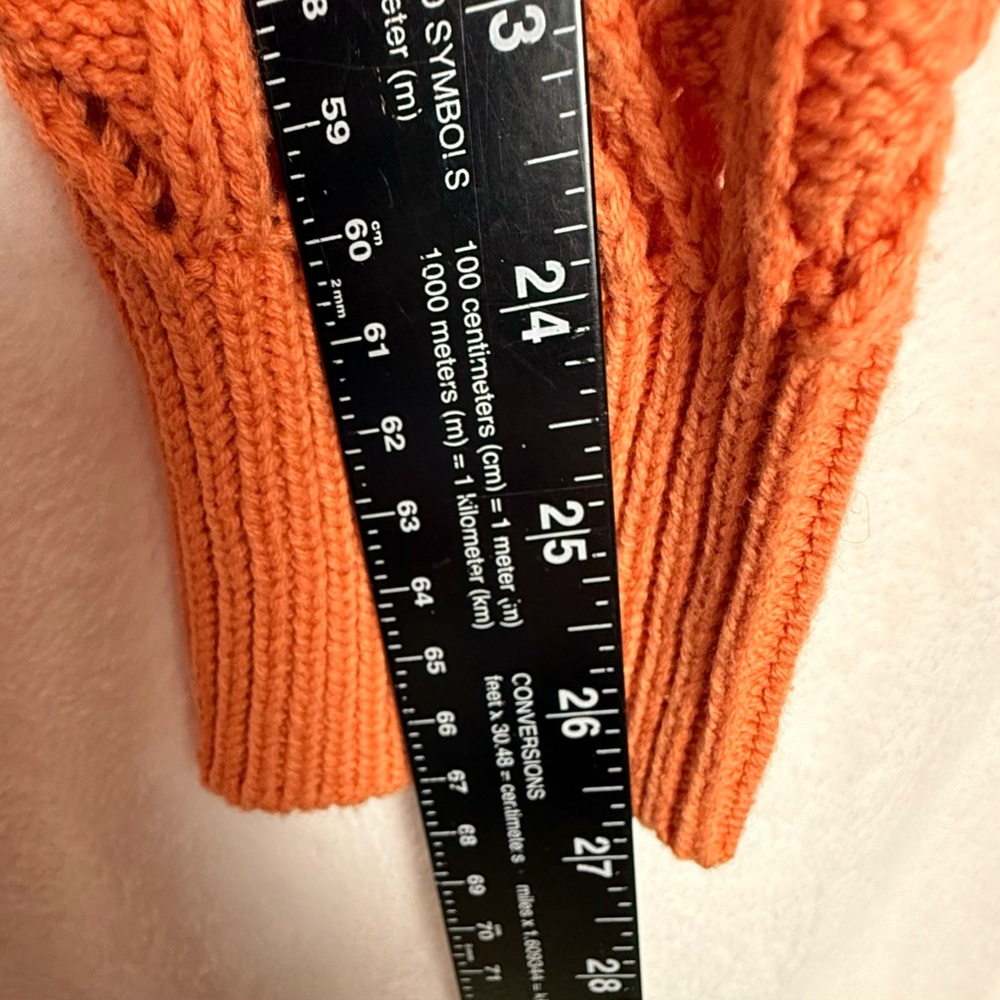 Rachel Zoe Collared Crochet Knit Cardigan Sweater Peach Coral Medium - Picture 11 of 12
